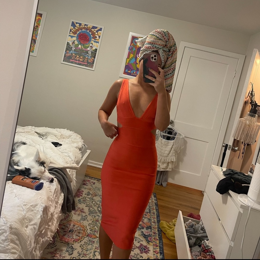 Orange Bandage Midi Dress